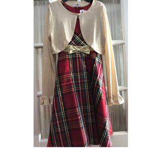 Rare Editions 2-piece plaid holiday dress; girls' size 16